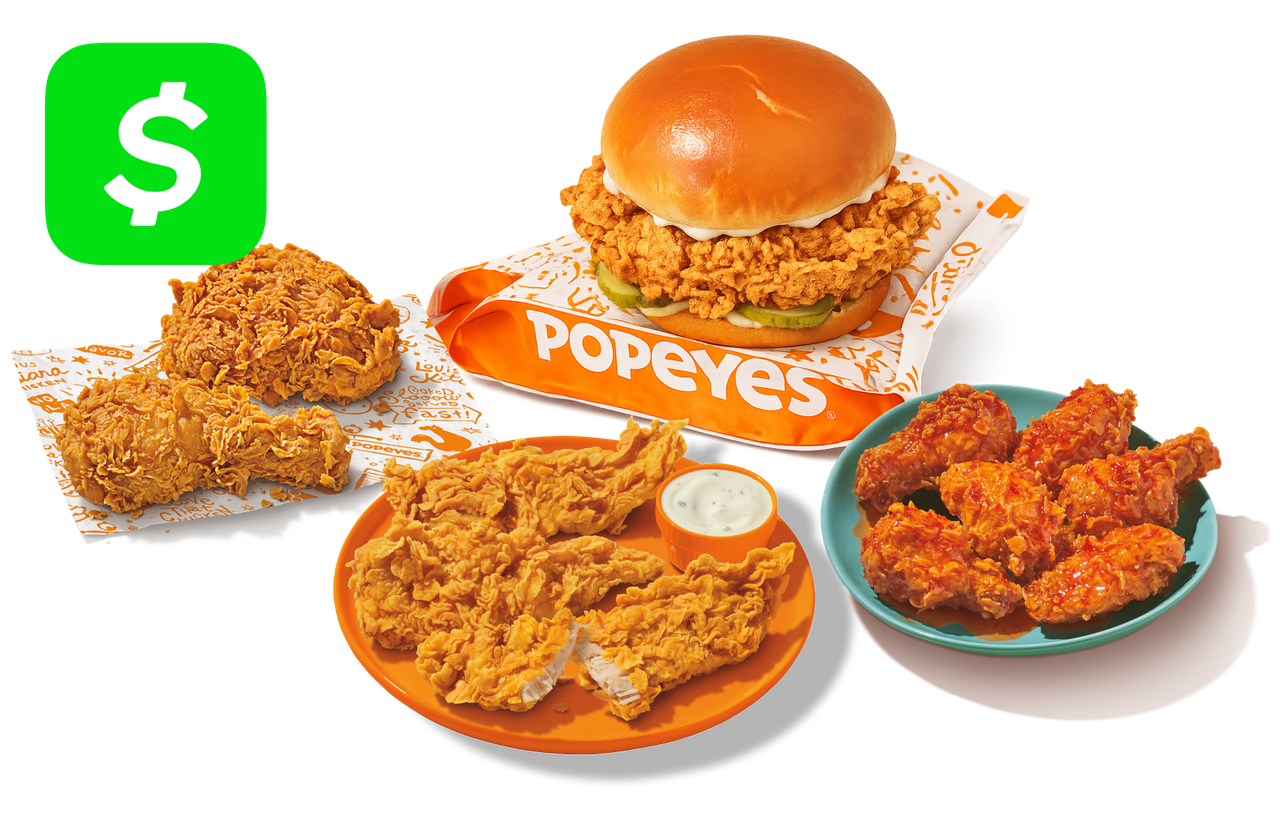 Free 2Pc Signature Chicken, 3Pc Tenders, 6Pc Wings, or Chicken Sandwich.